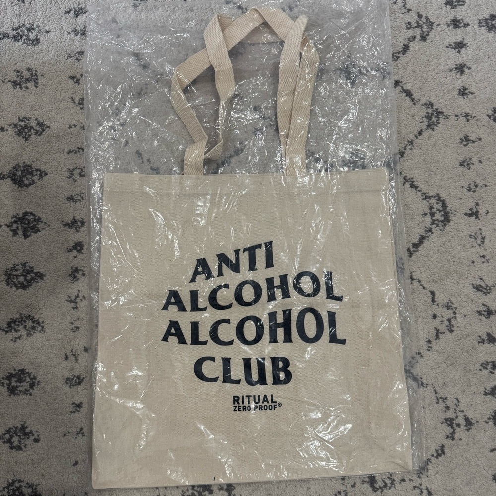 Anti Alcohol Club Ritual Zero Proof Canvas Tote Bag Reusable